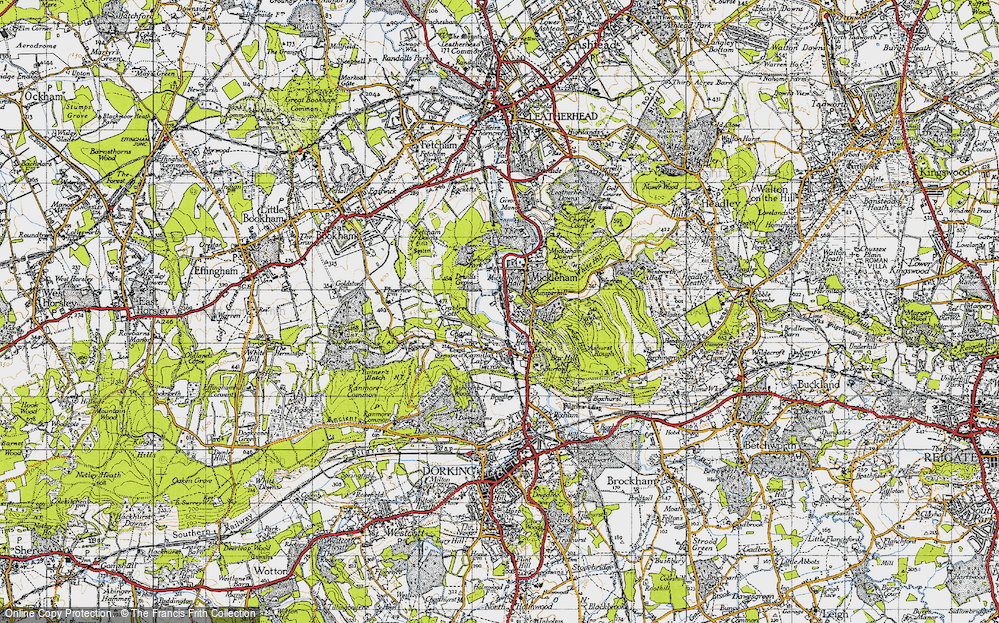 Old Map of Historic Map covering Surrey in 1940