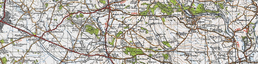 Old map of Freehay in 1946