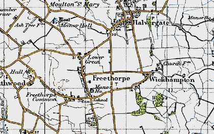 Old map of Freethorpe in 1946