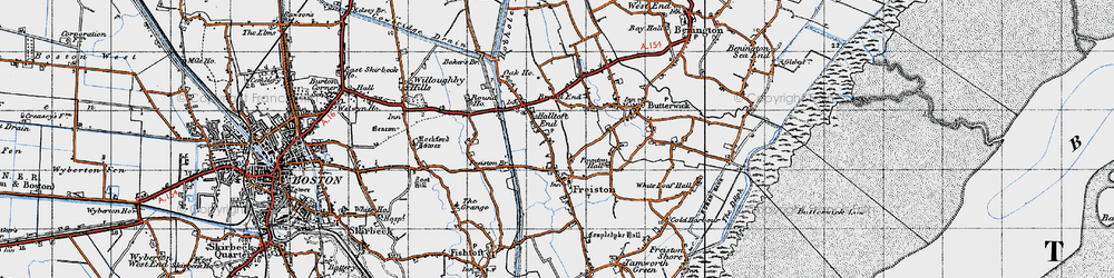 Old map of Freiston in 1946