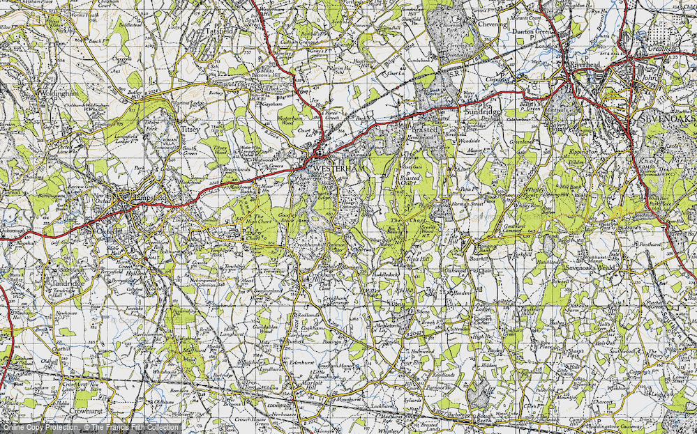 Old Map of Historic Map covering Chartwell in 1946