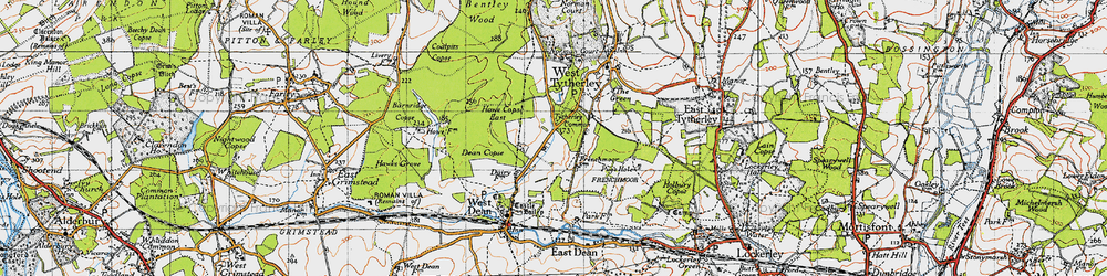 Old map of Bentley Wood in 1940