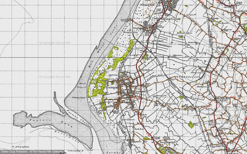 Old Map of Historic Map covering Downholland Brook in 1947