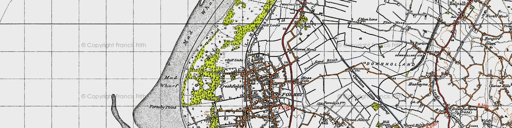 Old map of Downholland Brook in 1947