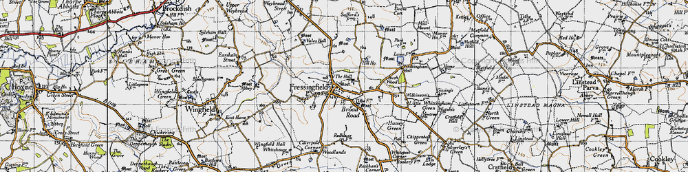 Old map of Fressingfield in 1946