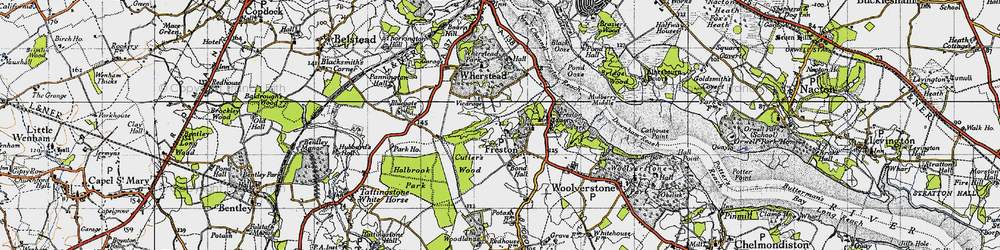 Old map of Freston in 1946