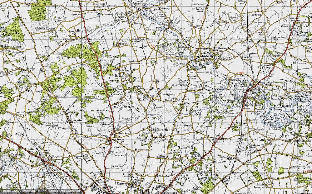 Old Map of Frettenham, 1945 in 1945