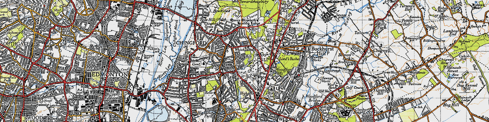 Old map of Friday Hill in 1946