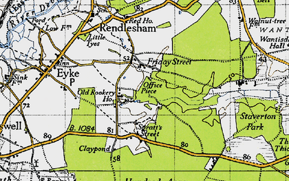 Old map of Woodbridge Airfield in 1946
