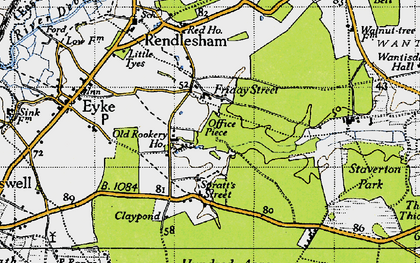 Old map of Rendlesham Forest in 1946