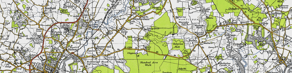 Old map of Rendlesham Forest in 1946