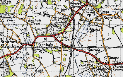 Old map of Benhall Lodge in 1946