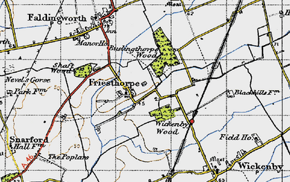 Old map of Wickenby Wood in 1947