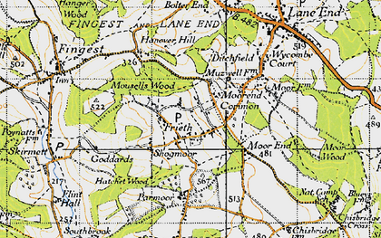 Old map of Frieth in 1947