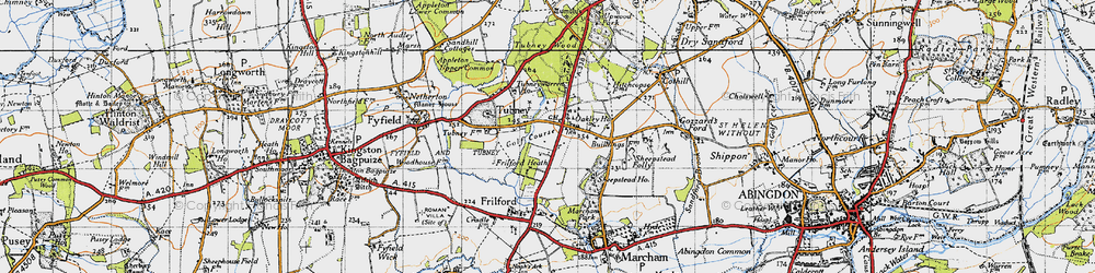 Old map of Frilford Heath in 1947