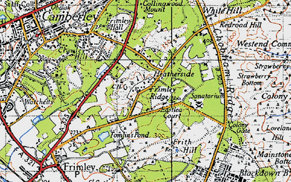 Old map of Frimley Ridge in 1940