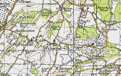 Old map of Frinsted in 1946