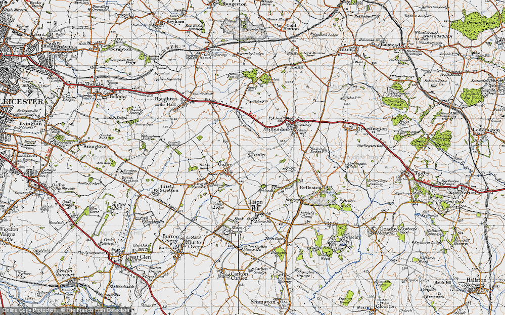 Old Map of Historic Map covering Billesdon Brook in 1946