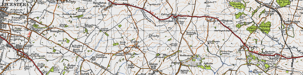 Old map of Billesdon Brook in 1946