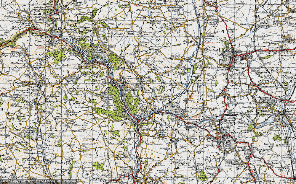 Old Map of Historic Map covering Briars, The in 1946