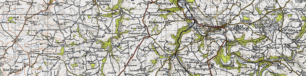 Old map of Frithelstock Stone in 1946