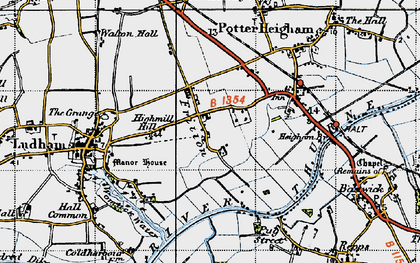 Old map of Fritton in 1945