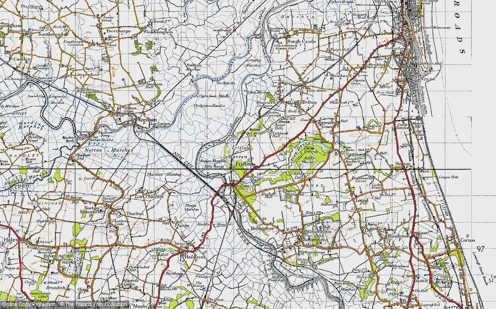 Old Map of Fritton, 1946 in 1946