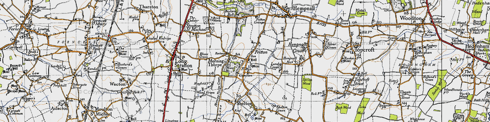 Old map of Fritton in 1946