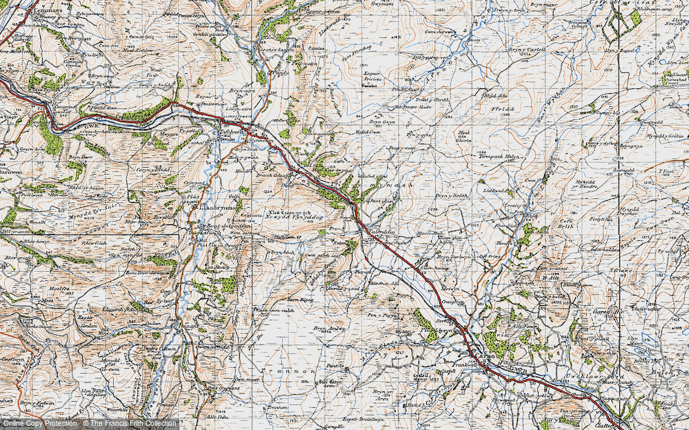 Old Map of Historic Map covering Ystrad in 1947