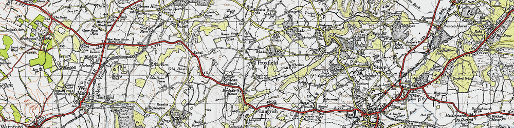 Old map of Froxfield Green in 1945