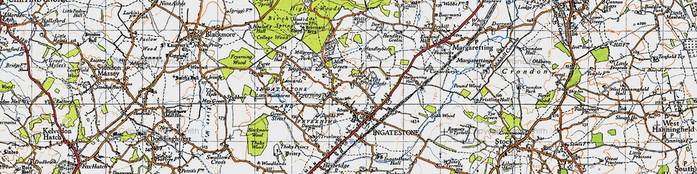 Old map of Fryerning in 1946