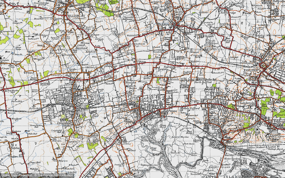Old Map of Fryerns, 1945 in 1945