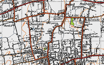 Old map of Fryerns in 1945