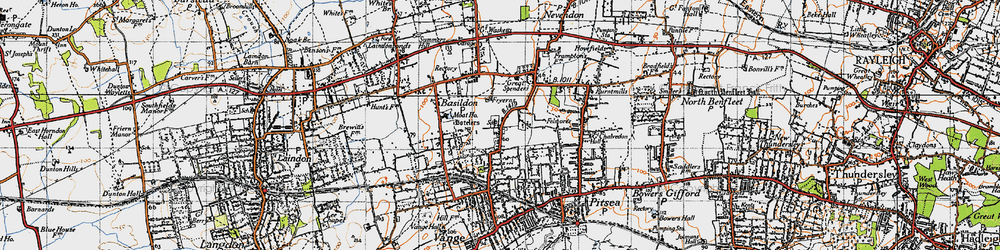 Old map of Fryerns in 1945