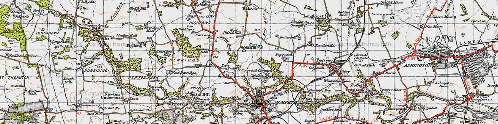 Old map of Fulbeck in 1947