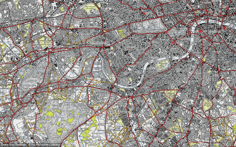 Old Map of Fulham, 1945 in 1945