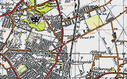 Old map of Fullwell Cross in 1946