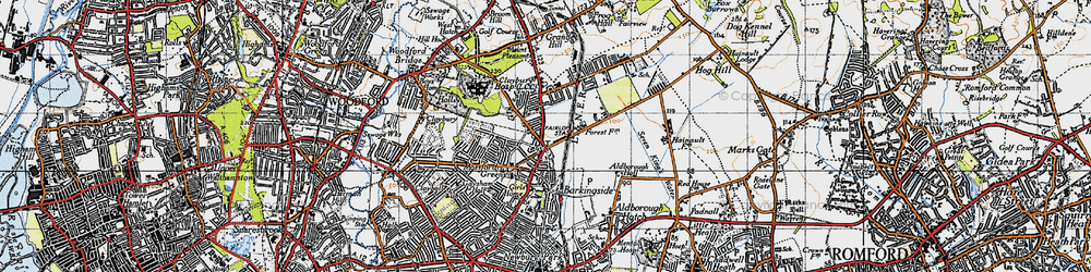 Old map of Fullwell Cross in 1946
