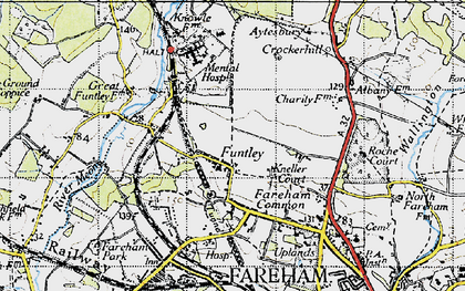 Old map of Funtley in 1945