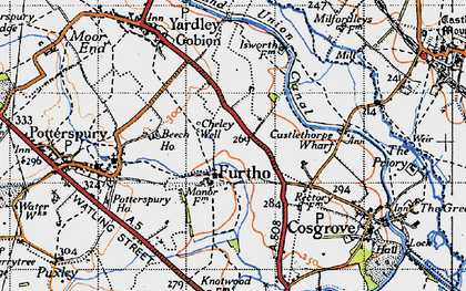Old map of Furtho in 1946