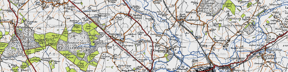 Old map of Furtho in 1946