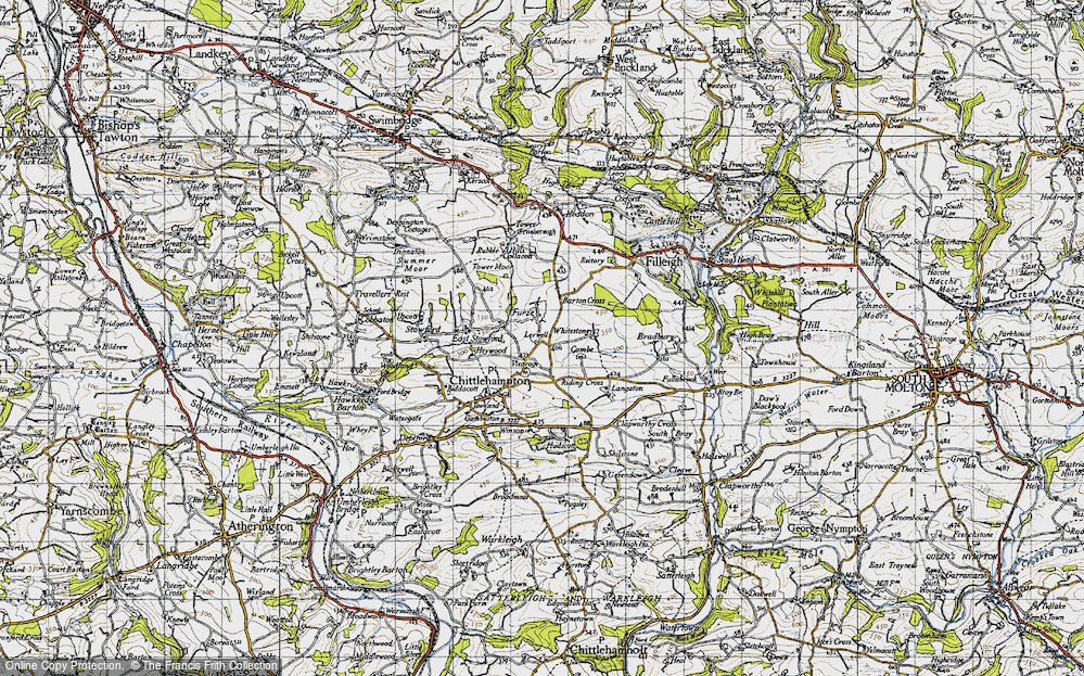 Old Map of Historic Map covering Whitstone in 1946