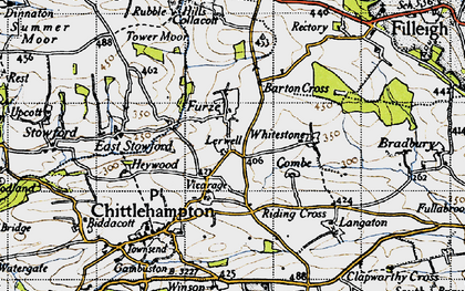Old map of Barton Cross in 1946