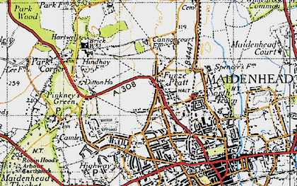 Old map of Furze Platt in 1947