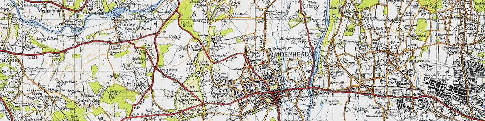 Old map of Furze Platt in 1947