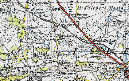 Old map of Blue Pool in 1940