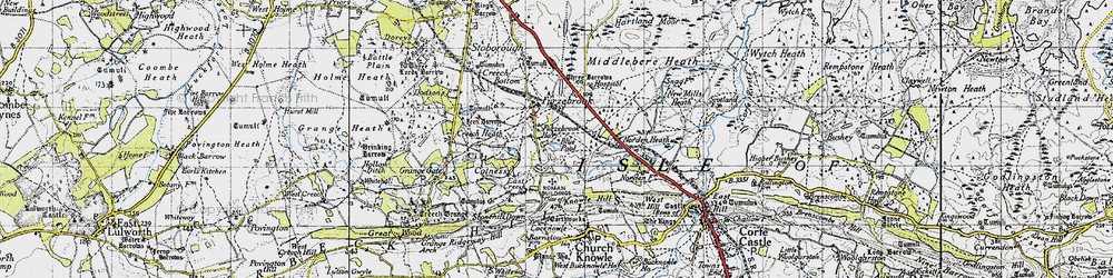 Old map of Furzebrook in 1940