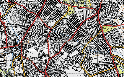 Old map of Furzedown in 1945