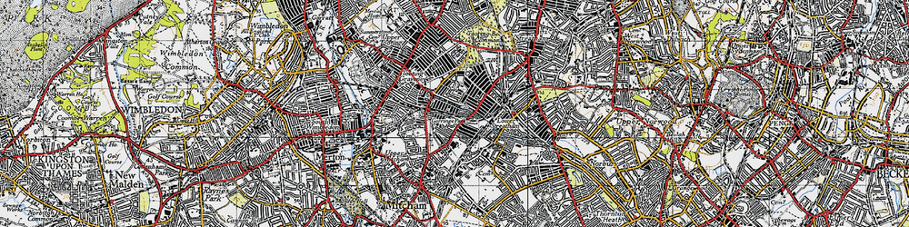 Old map of Furzedown in 1945