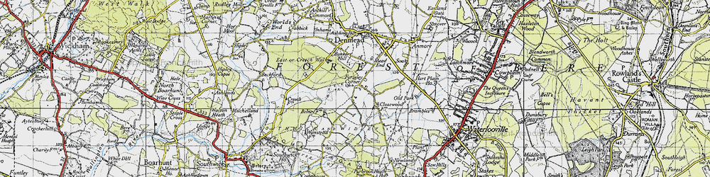 Old map of Furzeley Corner in 1945